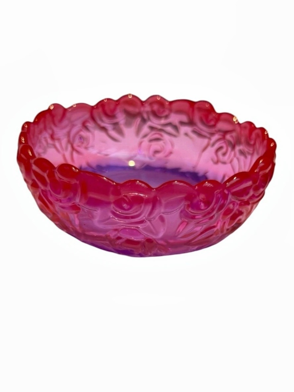 Handcrafted 5” Pink & Purple Floral Resin Gradient Trinket Bowl